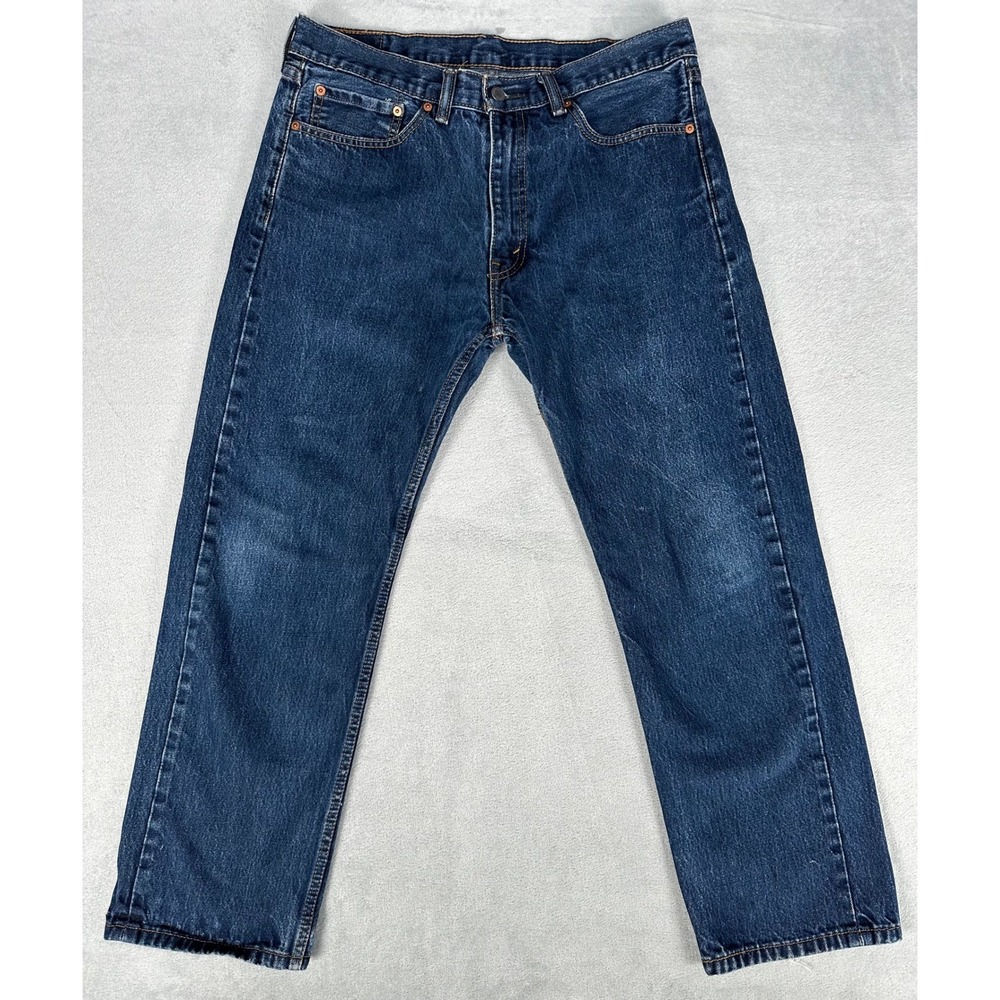 Levi's Jeans Mens 36x30 Blue 505 Regular Fit Straight Leg Dark Wash Denim